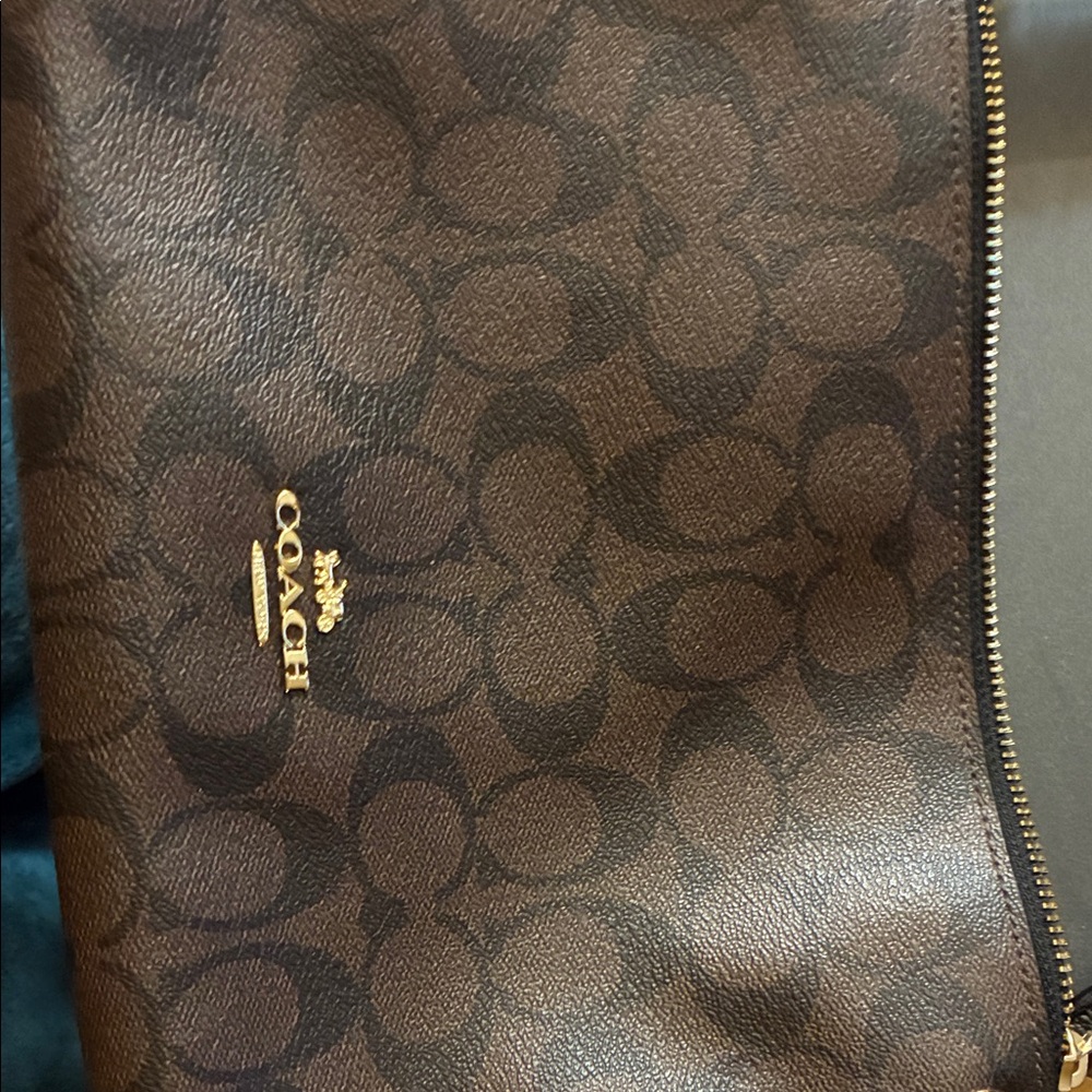 Coach Dark Brown Signature Pouch